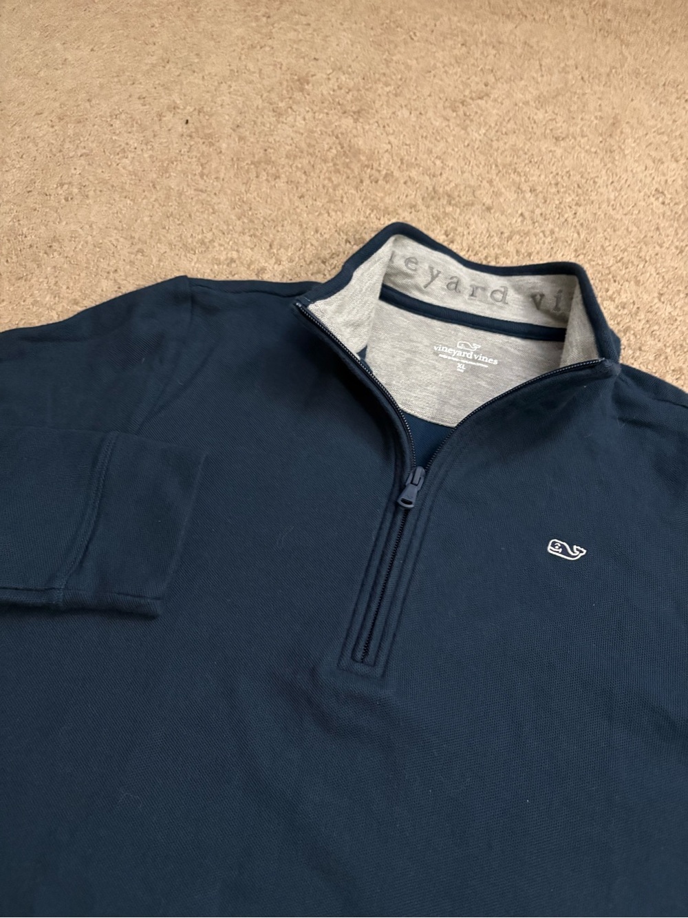 Vineyard Vines Quarter Zip Pullover Boys XL 18 Sweater Blue Whale Logo Preppy